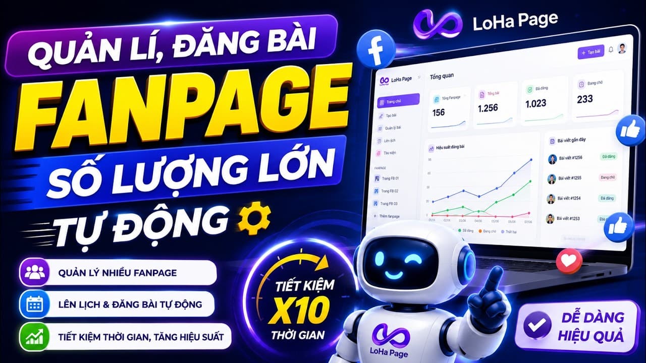 Quản lý & đăng bài fanpage số lượng lớn tự động bằng LoHa Page